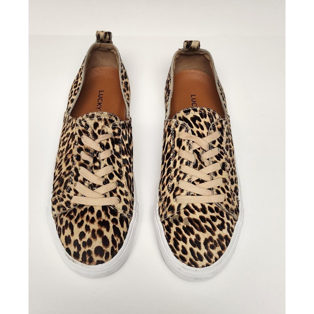 Lucky Brand Dansbey Cheetah Print Casual Sneakers Shoes Color Brown Size US 7.5M